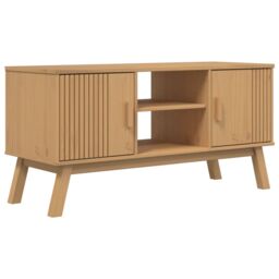 Berkfield Home TV Cabinet OLDEN Brown 114x43x57 cm Solid Wood Pine - Size: 114 x 43 x 57 cm - thumbnail 2
