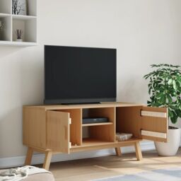 Berkfield Home TV Cabinet OLDEN Brown 114x43x57 cm Solid Wood Pine - Size: 114 x 43 x 57 cm - thumbnail 4