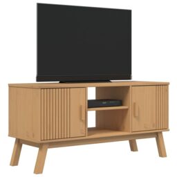 Berkfield Home TV Cabinet OLDEN Brown 114x43x57 cm Solid Wood Pine - Size: 114 x 43 x 57 cm - thumbnail 5