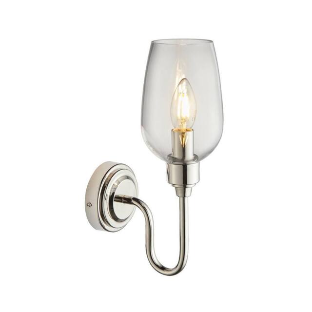 Netlighting Livorno Wall Lamp Bright Nickel Plate Clear Glass in Silver - image 1