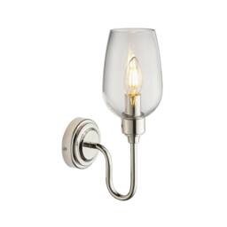 Netlighting Livorno Wall Lamp Bright Nickel Plate Clear Glass in Silver