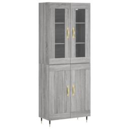 Berkfield Home Highboard Grey Sonoma 69.5x34x180 cm Engineered Wood - thumbnail 1