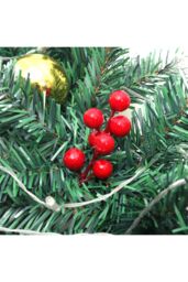 Living and Home 8.8ft Artificial Christmas Garland with Red Berries, Gold Plastic Balls and Warm White Light String in Green - thumbnail 3