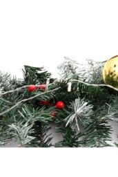 Living and Home 8.8ft Artificial Christmas Garland with Red Berries, Gold Plastic Balls and Warm White Light String in Green - thumbnail 5
