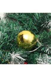 Living and Home 8.8ft Artificial Christmas Garland with Red Berries, Gold Plastic Balls and Warm White Light String in Green - thumbnail 4