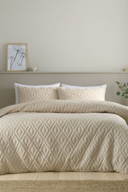 Catherine Lansfield 'Jacob Geo' Soft Touch Duvet Cover Set in Natural - Size: Super King - image 1