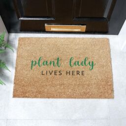 Artsy Mats Plant Lady Lives Here Doormat (60 x 40cm) in Brown - Size: 40 cm x 60 cm - thumbnail 1