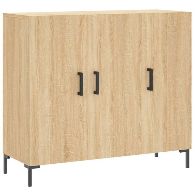 Berkfield Home Sideboard Sonoma Oak 90x34x80 cm Engineered Wood in Light Oak - Size: 90 x 34 x 80 cm - image 1