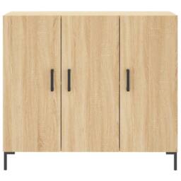Berkfield Home Sideboard Sonoma Oak 90x34x80 cm Engineered Wood in Light Oak - Size: 90 x 34 x 80 cm - thumbnail 6