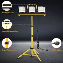 FLAVORA 3x100W LED Tripod Work Flood Light in Yellow - thumbnail 4