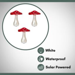 Marco Paul 3pck Solar Mushroom LED Garden Ornaments in Red - thumbnail 3