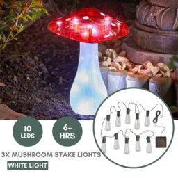 Marco Paul 3pck Solar Mushroom LED Garden Ornaments in Red - thumbnail 5