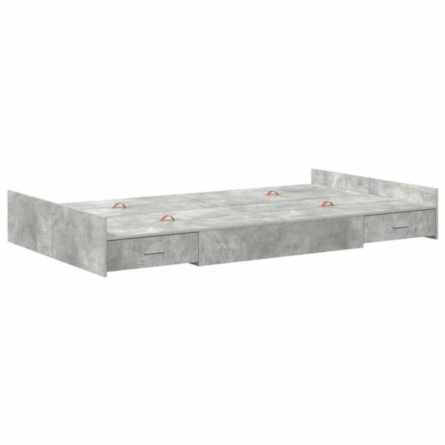 Berkfield Home Storage Bed Frame Concrete grey 120 x 200 cm Melamined wood - image 1