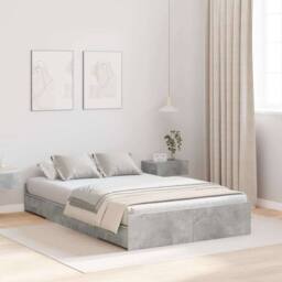 Berkfield Home Storage Bed Frame Concrete grey 120 x 200 cm Melamined wood - thumbnail 2