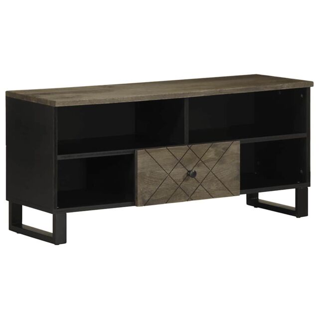 Berkfield Home TV Cabinet Black 100x33x46 cm Solid Wood Mango - Size: 100 x 33 x 46 cm - image 1