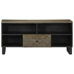 Berkfield Home TV Cabinet Black 100x33x46 cm Solid Wood Mango - Size: 100 x 33 x 46 cm - thumbnail 3