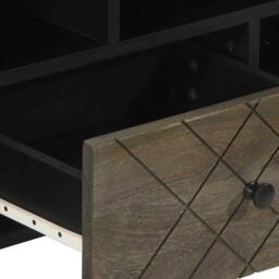 Berkfield Home TV Cabinet Black 100x33x46 cm Solid Wood Mango - Size: 100 x 33 x 46 cm - thumbnail 7
