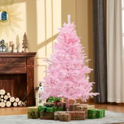 HOMCOM 5FT Artificial Christmas Tree Xmas Holiday Tree Decoration Party in Pink - thumbnail 2