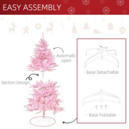 HOMCOM 5FT Artificial Christmas Tree Xmas Holiday Tree Decoration Party in Pink - thumbnail 6