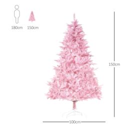 HOMCOM 5FT Artificial Christmas Tree Xmas Holiday Tree Decoration Party in Pink - thumbnail 3