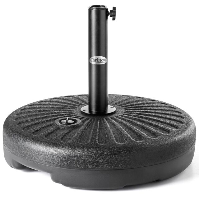 Christow Plastic Parasol Base 35kg Round Garden Umbrella Holder Stand Water Sand Filled in Black - image 1