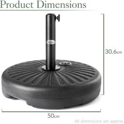 Christow Plastic Parasol Base 35kg Round Garden Umbrella Holder Stand Water Sand Filled in Black - thumbnail 6