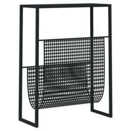Berkfield Home Magazine Rack Black 35x15x45 cm Steel - Size: 35 x 15 x 45 cm - thumbnail 5