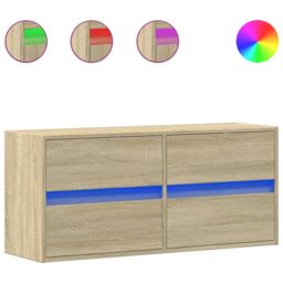 Berkfield Home TV Wall Cabinet with LED Lights Sonoma Oak 100x31x45 cm in Brown - Size: 100 x 31 x 45 cm - thumbnail 2