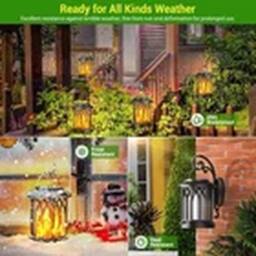 EONLION 2Pcs LED Flickering Flame Solar Hanging Light Outdoor Garden Decor in Black - thumbnail 3