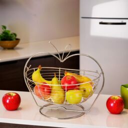 Orsina Apple Shaped Fruit Basket in Silver - thumbnail 3