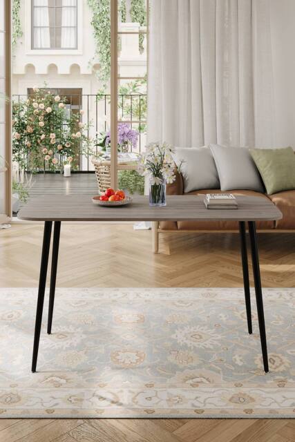 Living and Home Modern Dining Table with MDF Tabletop & Metal Legs in Grey - image 1