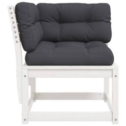 Berkfield Home Garden Sofa Corner with Cushions White 73x73x78 cm Solid Wood Pine - Size: 73 x 73 x 78 cm - thumbnail 5
