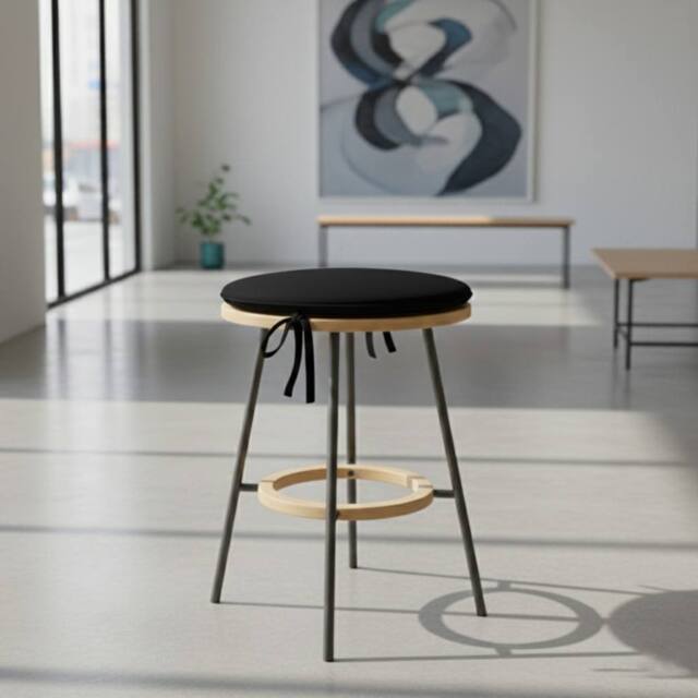 Snug City Waterproof Round Foam Seat Pad with Ties Pack of 4 Chair Cushion in Black - Size: 35 cm x 35 cm - image 1