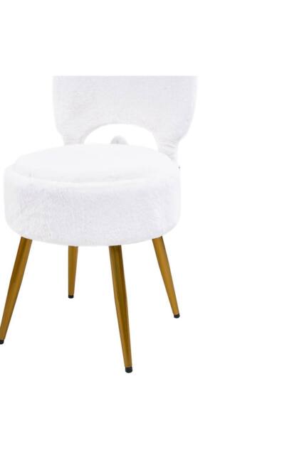 Living and Home Modern Luxury Vanity Chair with Storage & Folding Backrest in White - image 1