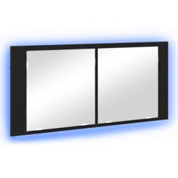 Berkfield Home LED Mirror Cabinet Black Oak 100x12x45 cm Engineered Wood - Size: 100 x 12 x 45 cm - thumbnail 2