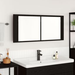 Berkfield Home LED Mirror Cabinet Black Oak 100x12x45 cm Engineered Wood - Size: 100 x 12 x 45 cm - thumbnail 4