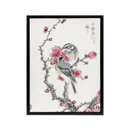 "Artery8 Pine Bunting & Plum Tree Japanese Framed Canvas Wall Art Print Kashu - Size: W24"" x H32""" - thumbnail 1