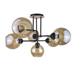 Netlighting Monde Multi Arm Semi Flush Ceiling Light Wood 55cm 6x E27 in Brown