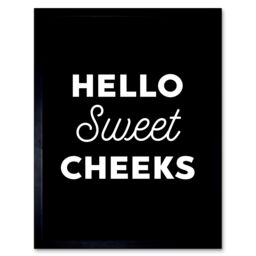 "Artery8 Wall Art Print Funny Toilet Decor Bathroom Hello Sweet Cheeks Cheeky Sign Art Framed in Black - Size: W12"" x H16""" - thumbnail 1