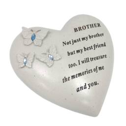 David Fischhoff Graveside Memorial Heart & Butterflies Ornament Plaque Blue- Brother in Off-White - thumbnail 1
