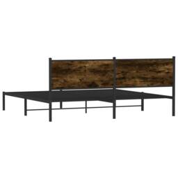 Berkfield Home Metal Bed Frame without Mattress Smoked Oak 193x203 cm in Brown - thumbnail 7