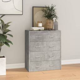 Berkfield Home Sideboard with 4 Drawers 60x30.5x71 cm Concrete Grey - thumbnail 1