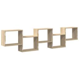 Berkfield Home Wall Cube Shelf 5 Compartments Sonoma Oak Engineered Wood in Light Oak - thumbnail 6