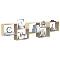 Berkfield Home Wall Cube Shelf 5 Compartments Sonoma Oak Engineered Wood in Light Oak - thumbnail 2