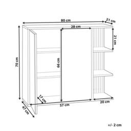 Wyld and Coco Wall-Mounted Mirror Cabinet White and Light Wood Push-Open - thumbnail 3