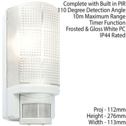 Loops WHITE IP44 Outdoor Wall Bulkhead Light & 10m PIR Motion Sensor 60W E27 Edison - thumbnail 2