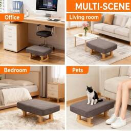 KORVIXA Under Desk Foot Rest Sofa Footrest Entryway Shoe Bench in Grey - Size: 100 cm x 100 cm - thumbnail 4