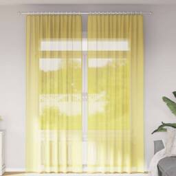 Berkfield Home Voile Curtains with Rod Pockets 2 pcs Yellow - thumbnail 2