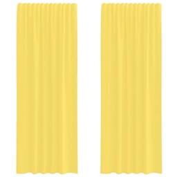 Berkfield Home Voile Curtains with Rod Pockets 2 pcs Yellow - thumbnail 3