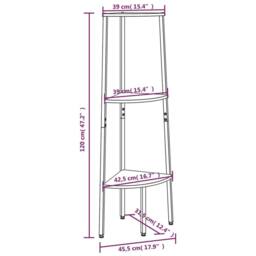 Berkfield Home 3-Tier Corner Shelf Black 45.5x31.5x120 cm - thumbnail 8